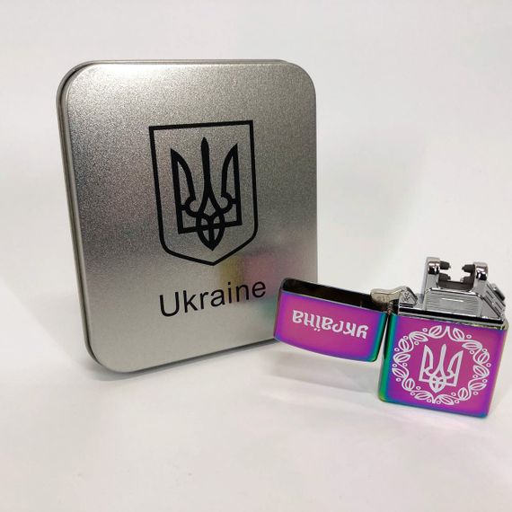 Дугова електроімпульсна запальничка USB Україна (металева коробка) HL-447. IS-712 Колір: хамелеон | Зображення 8