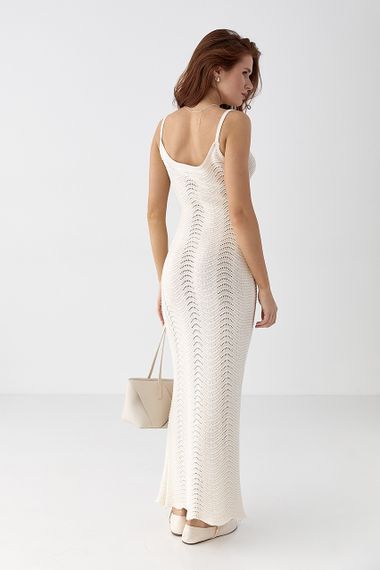 Ажурна літня в'язана сукня - молочний цвет, ONE SIZE (є розміри) | Зображення 1