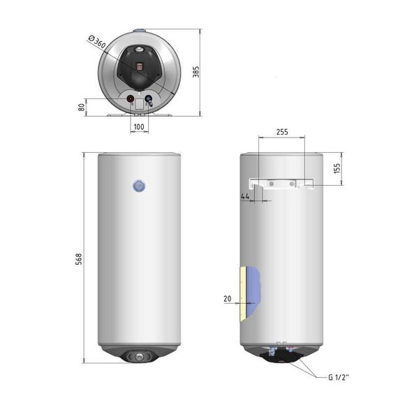 Водонагрівач електричний Thermo Alliance Spectra slim 30 л вертикальний, сухі ТЕНи 1,6 кВт, d 360 мм | Зображення 1