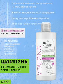 Шампунь проти випадіння волосся з екстрактом часнику Farmasi Vitalizing 225 мл.