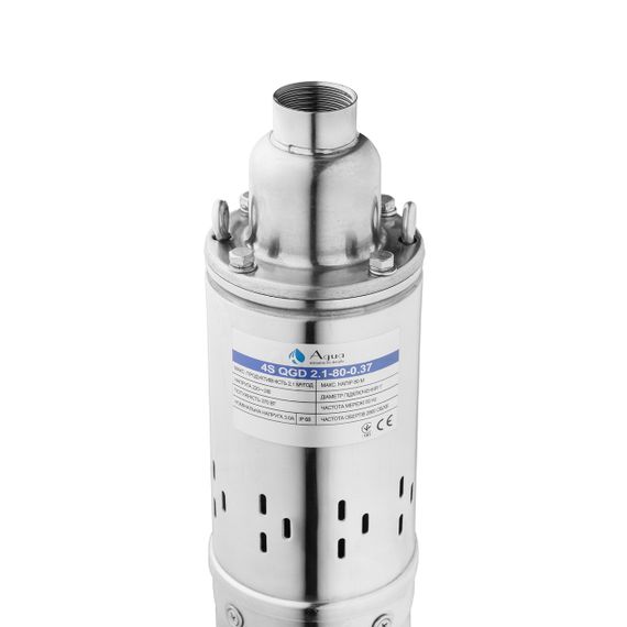 Насос глибинний шнековий Agua 4S QGD2,1-80-0,37 Hmax 80 м Qmax 35 л/хв P 370 Вт з вбудованим конденсатором | Зображення 3