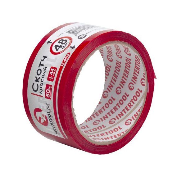 Скотч червоний 48 мм*50 м*44мкм INTERTOOL KT-09151 | Зображення 1