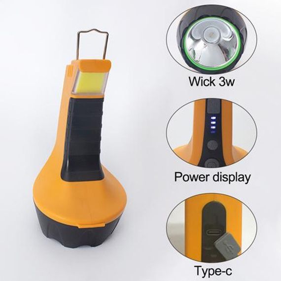 Ліхтар ручний T60-3W-COB з гаком, Освітлення для кемпінгу, Лампа для кемпінгу акумуляторна | Зображення 3