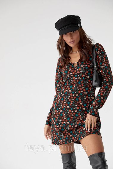 Коротке плаття з квітковим принтом колір зелений розмір M FL_000581 | Зображення 4