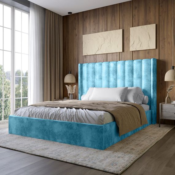 Двоспальне ліжко з підйомним механізмом LION Ніно 160x200 см SILK 502 Бирюзовий (LION-045064)