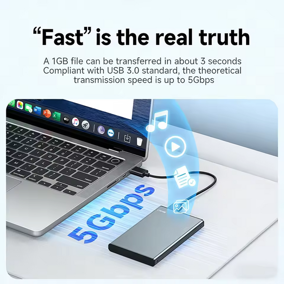 Зовнішній бокс для HDD/SSD 2.5" SATA USB 3.0 5Gbps алюмінієвий сріблястий | Зображення 1