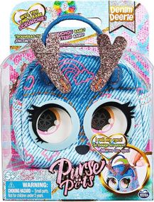 Мини-сумочка-питомец Олененок с функцией закатывания глаз Purse Pets Micros Denim Deerie Stylish Small Purse