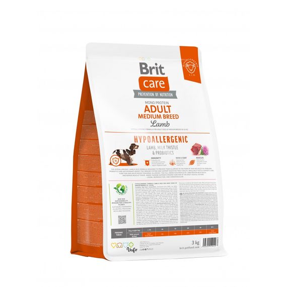 Корм сухий Brit Care Dog Hypoallergenic Adult Medium Breed для собак середніх порід гіпоалергенний з ягням 3 кг | Зображення 3