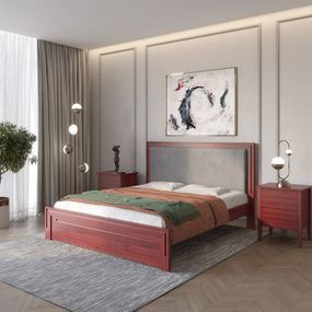 Односпальне дерев&#039;яне ліжко Mebigrand Торонто Т4 Махонь/Аляска 93 (сірий) 80х200 см (MBG-9293)