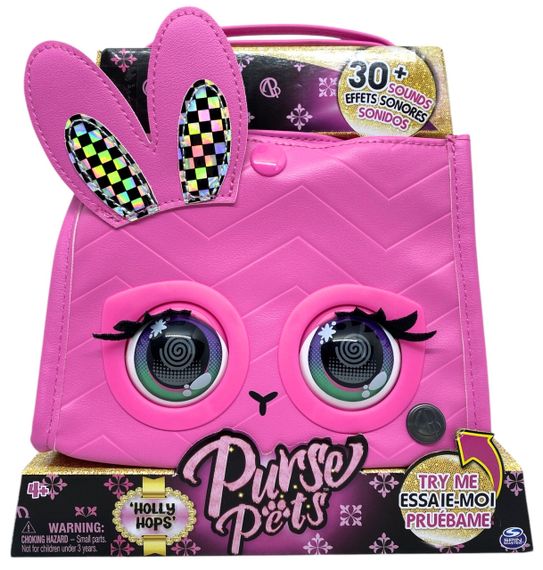 Сумочка Purse Pets зайчик Holly Hops кліпають очі видає звуки та мелодії рожева