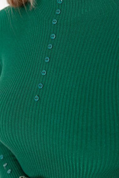 Водолазка жіноча в рубчик, колір зелений, 204R044 | Зображення 4