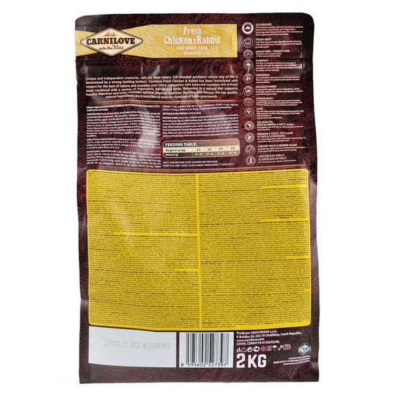 Корм сухий Carnilove Fresh Chicken and Rabbit for Adult Cats для дорослих котів з куркою та кроликом 2 кг | Зображення 3