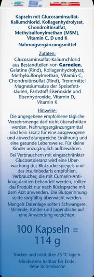Доппельгерц Глюкозамин+Хондроитин+Коллаген для лечения суставов Doppelherz Glucosamin+Kollagen+MSM+C, 100 шт. | Зображення 2
