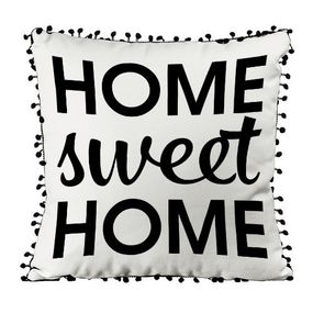 Подушка із мішковини з помпонами Home sweet home 45x45 см (45PHBP_URB007)