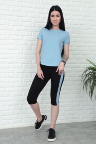 Женский летний костюм с бриджами и футболкой Gf7928 цвет голубой, размер 50/52