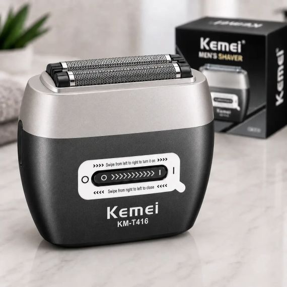Бездротова бритва для чоловіків, USB-C, Kemei KM-T416, Чорний/Акумуляторна чоловіча електробритва для гоління/ Шейвер | Зображення 3