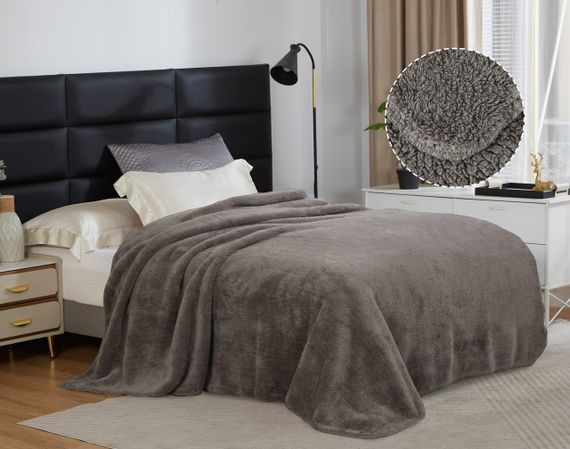 Плед-ковдра з шерпи та флісу какао Love You 150 x 200 см