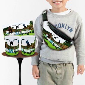 Набір: дитяча сумка-бананка+кружка Майнкрафт «Minecraft» 32х15см, бананка для хлопчика через плече на подарунок (00916)