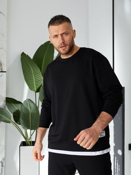 Мужской спортивный костюм свободный с эффектом 2 в 1, LI2015 цвет черный, размер 48/52 | Зображення 6