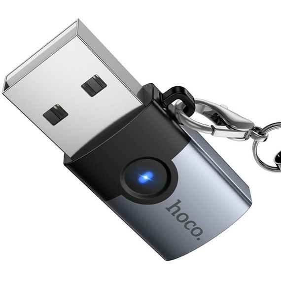 Переходник Hoco UA46B USB Male to Type-C Female USB3.0 Metal gray | Зображення 4