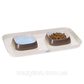 Миски на підставці для собак та котів Ferplast Glam Tray Extra Small пластикові сірі 40x23x4.5 см 400 мл 71908321