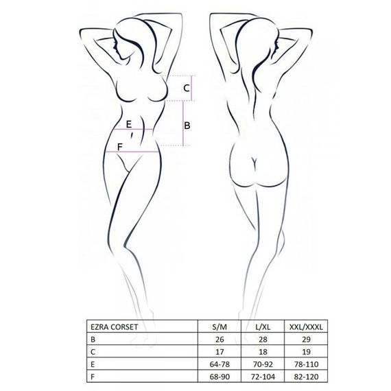 Корсет з декольте Passion ERZA CORSET S/M, black, пажі, трусики, напівпрозорий | Зображення 4