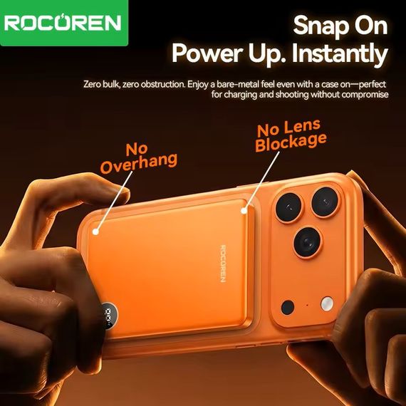 Бездротовий магнітний повербанк Rocoren Mini Magnetic Power Bank 5000mAh 20W Orange | Зображення 2