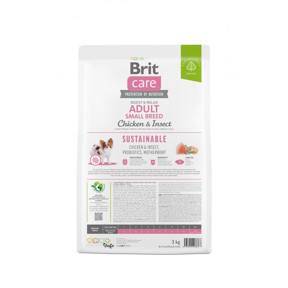 Корм сухий Brit Care Dog Sustainable Adult Small Breed для собак малих порід з куркою та комахами 3 кг | Зображення 3