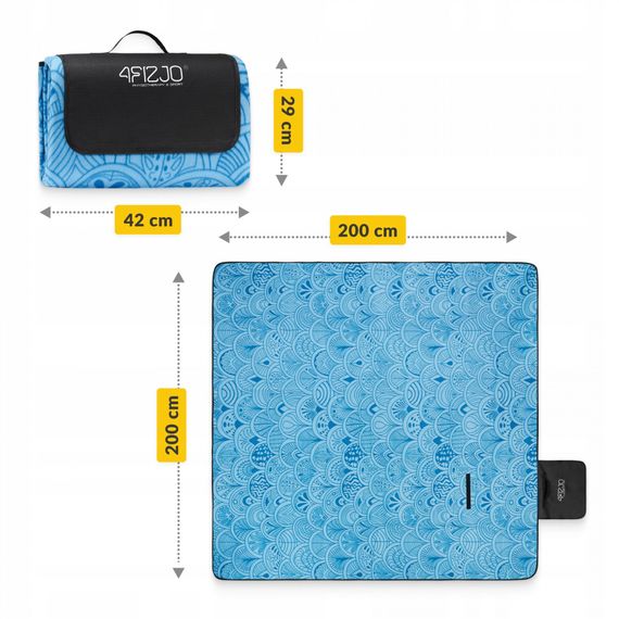 Килимок для пікніка та кемпінгу 4FIZJO 200 x 200 см складаний 4FJ0624 (P-5905973400947) | Зображення 8