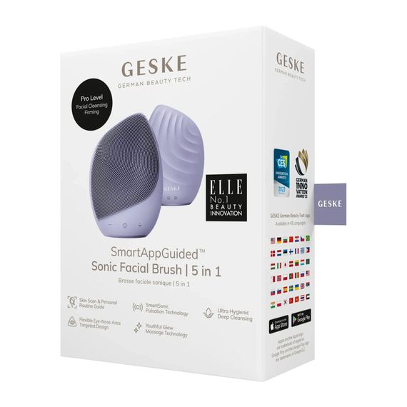 Електронна ультразвукова щітка для обличчя GESKE Sonic Facial Brush 5в1 gray, Фіолетовий | Зображення 7