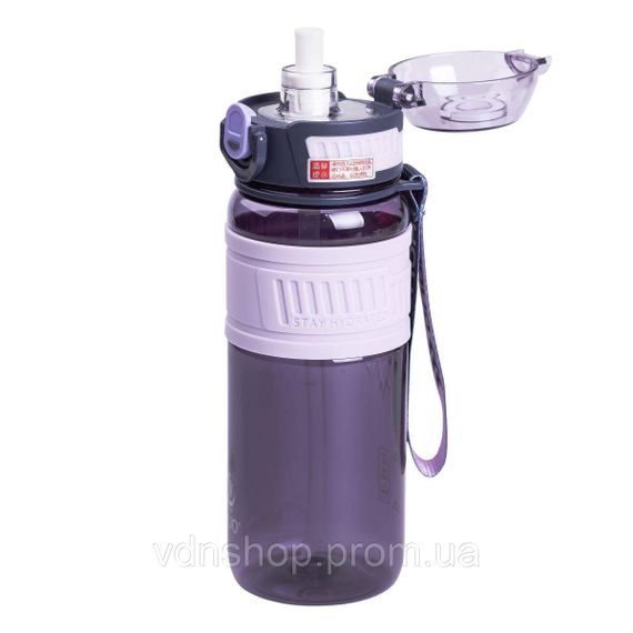 Бутылка для воды с трубочкой и ремешком 750 мл спортивная бутылка 23.5 см Фиолетовая HP-14-34V | Зображення 1