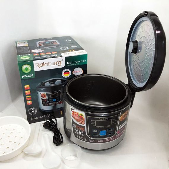 Мультиварка Rainberg RB-801 с 12 программами 1500 Вт на 6 литров, скороварка QZ-821 пароварка мультиварка | Зображення 1
