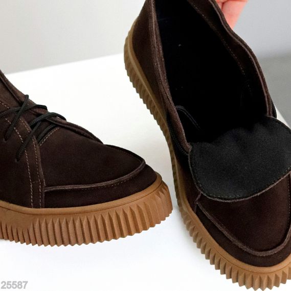 Замшевые ботинки дезерты в стиле casual на утолщенной подошве цвет Шоколад | Зображення 2