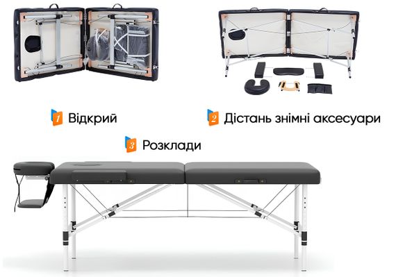 Масажний стіл EasyFit ZenRest-2 кушетка складана Чорна в чохлі (EF-2216-70) | Зображення 4