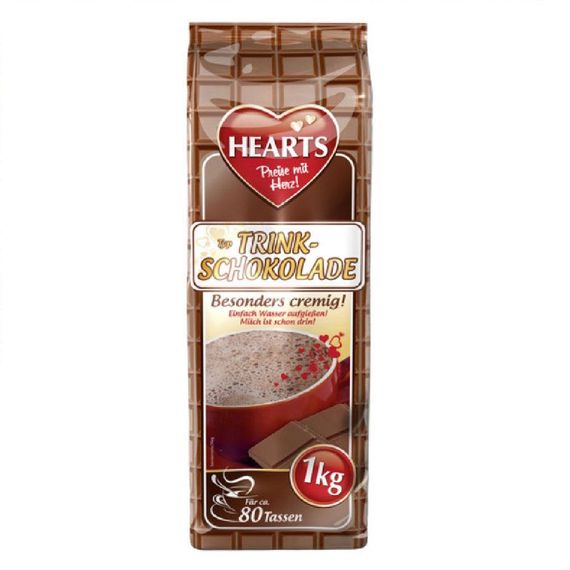 Капучино Hearts Trink Schokolade, 1кг (Горячий Шоколад) Германия. Напиток кофейный быстрорастворимый