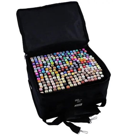 Набір маркерів скетч для малювання Touch 262 шт двосторонні професійні фломастери VB-355 з чохлом