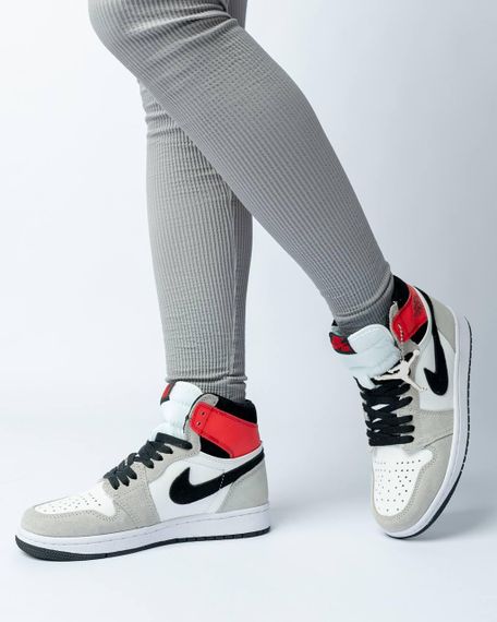Жіночі кросівки N-ike Air Jordan 1 High Grey Black Red , В'єтнам , весна / літо / осінь | Зображення 5