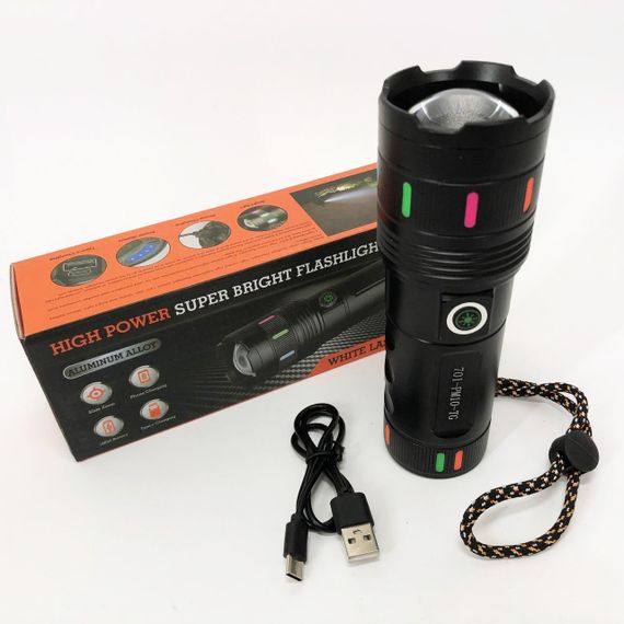 Фонарик военный 701-PM10-TG, Портативный светодиодный фонарь с USB-зарядкой, Оригинальный ручной фонарь OM-71 | Зображення 7