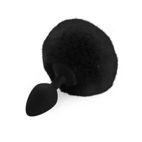 Силиконовая анальная пробка М Art of Sex - Silicone Bunny Tails Butt plug Black, диаметр 3,5 см Sex Aura