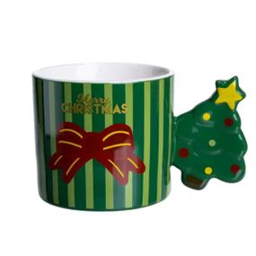 Чашка фарфоровая новогодняя Merry Christmas 400 мл Зеленая Yiwu FM-CS-51GR