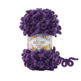 Пряжа ALIZE PUFFY FINE 44 фіолетовий алізе пуфі файн фантазійна нитка плюшева
