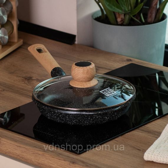 Мраморная алюминиевая сковорода с антипригарным покрытием Ø 22 см черная MGC HP-4-422B | Зображення 5