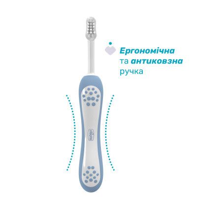 Детская зубная щетка Chicco для первых зубов, 6-36 мес. голубая (8058664174690) (12081.11) | Зображення 1