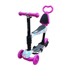 Детский самокат 4-х колесный 5 в 1 SC20482(Pink-1) колеса со светом