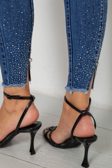 Джинси жіночі однотонні Skinny, колір синій, 244RS5712 | Зображення 4