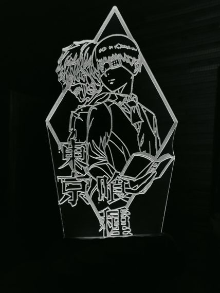 Акриловый светильник-ночник Кэн Канеки 2 (Ken Kaneki) белый tty-n000909