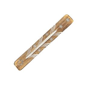 Підставка під пахощі з мангового дерева із білим покриттям Листок 5056368304705-2