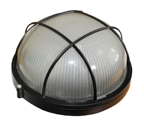 Светильник НПП1102 100W E27 IP65 круглый черный с решеткой Ny95001183