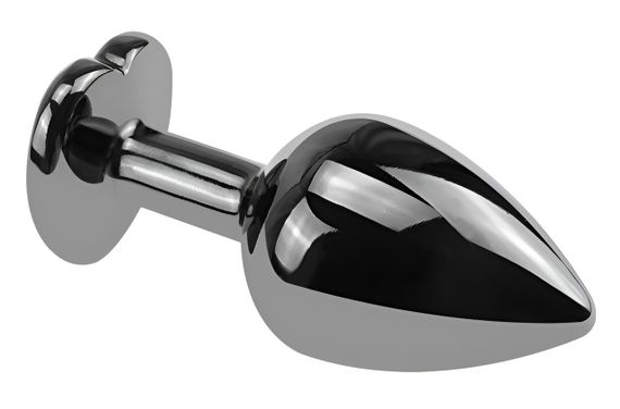 Анальна пробка з кристалом EGZO - Dark Silver Heart Plug Aqua size M Sex Aura | Зображення 2