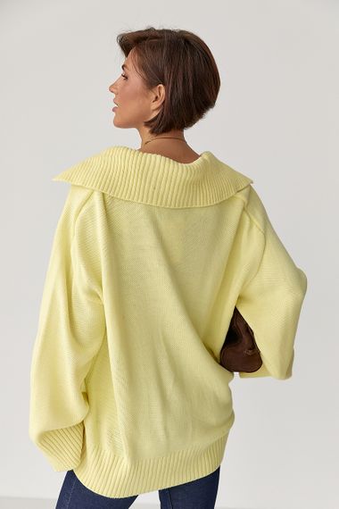 В'заний светр-поло вільного крою - лимонний цвет, ONE SIZE (є розміри) | Зображення 1